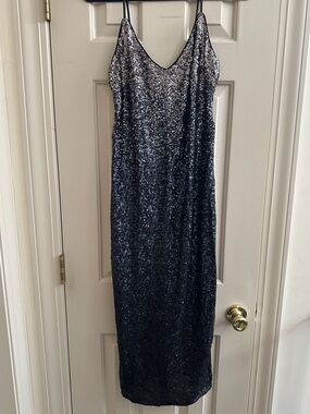 Ombré Sequin Slip Evening Dress Laundry by Shelli Segal 8 prom formal sleeveless